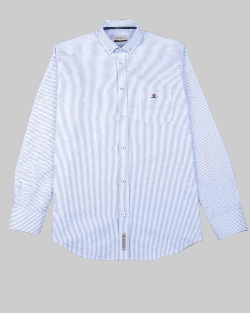 Camisa oxford estampado rayas con logo bordado | La Española