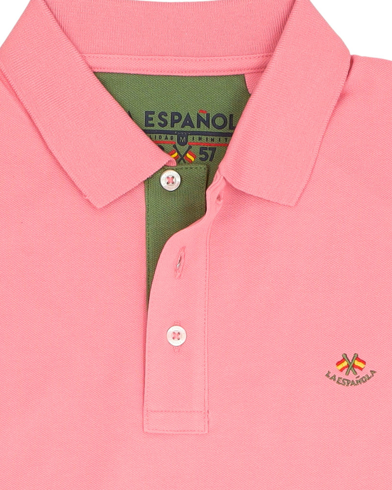 Polo manga corta algodón liso granito y cuello en V | La Española