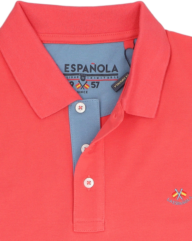 Polo manga corta algodón liso granito y cuello en V | La Española