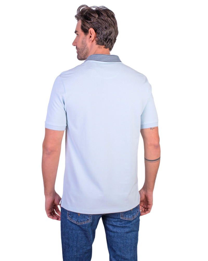 Polo manga corta algodón liso granito y cuello en V | La Española