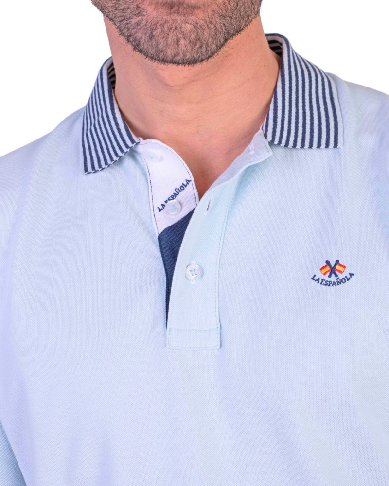 Polo manga corta algodón liso granito y cuello en V | La Española