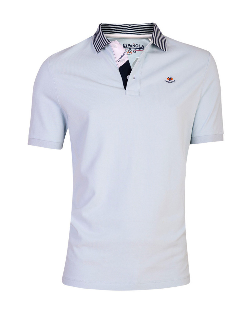 Polo manga corta algodón liso granito y cuello en V | La Española