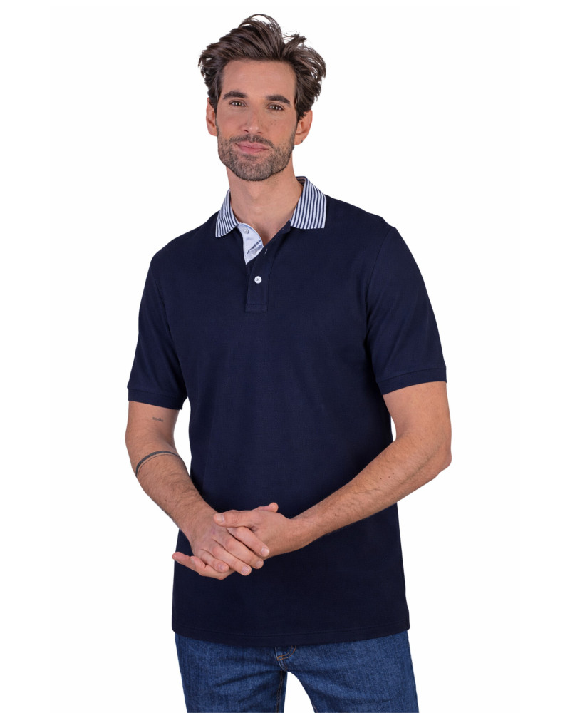 Polo manga corta algodón liso granito y cuello en V | La Española