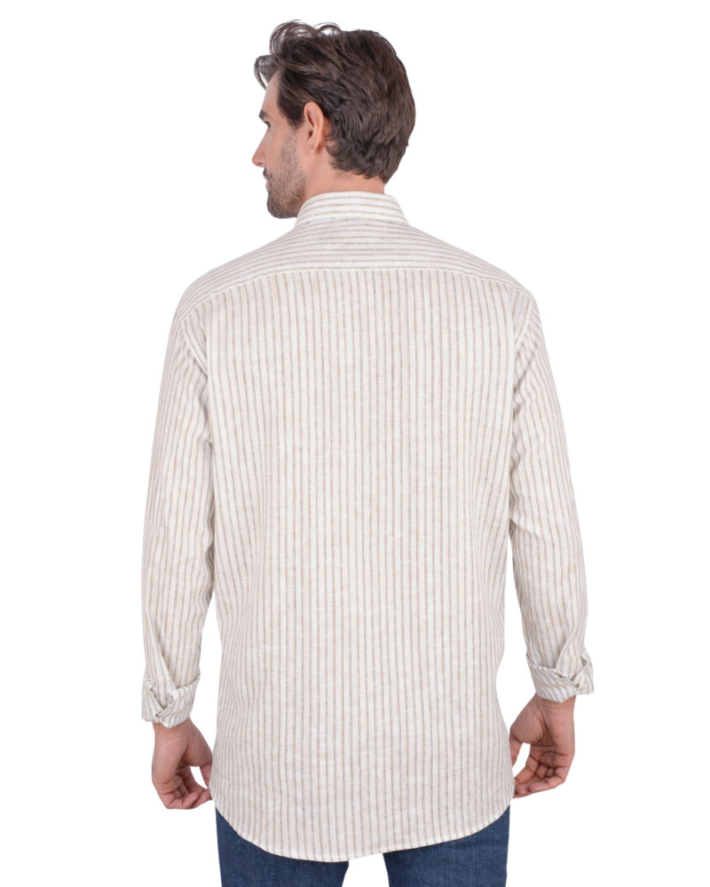 copy of copy of copy of copy of copy of copy of copy of copy of copy of Camisa algodón-lino rayas con cuello botón