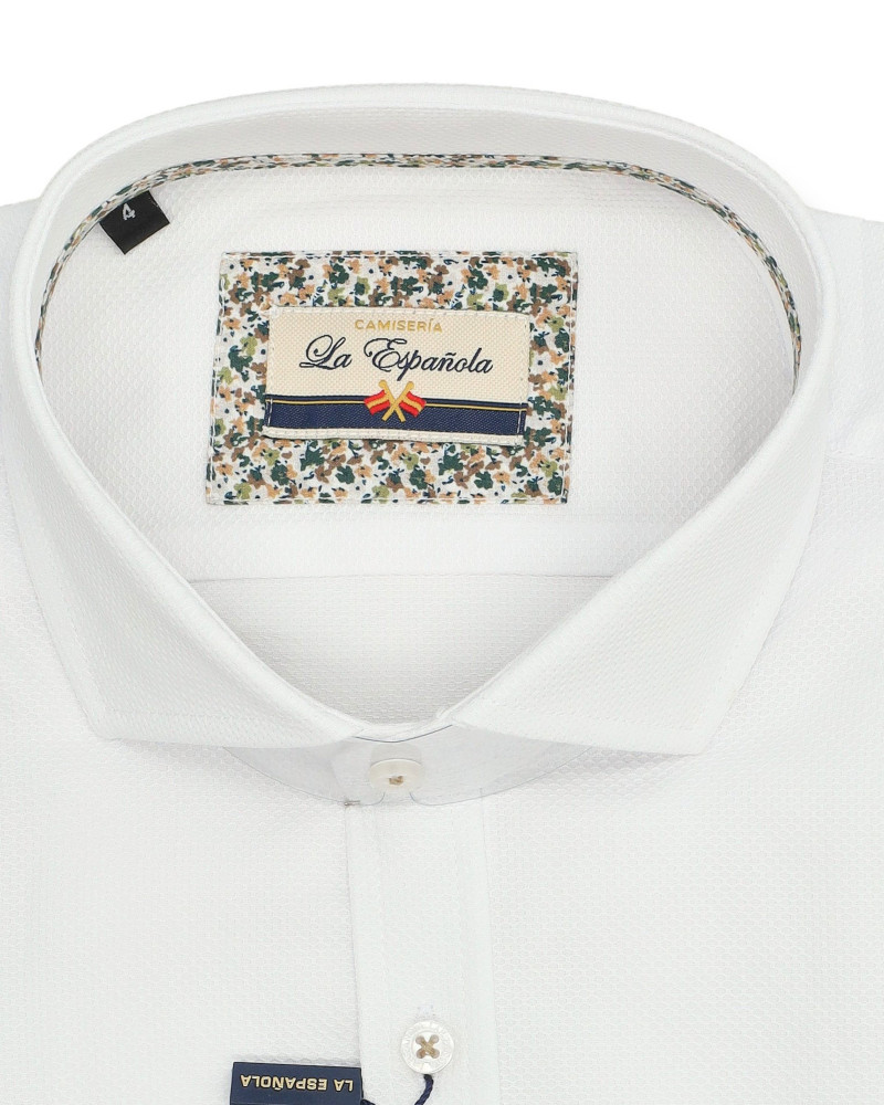 Camisa algodón-lino rayas con cuello botón | Camisería La Española