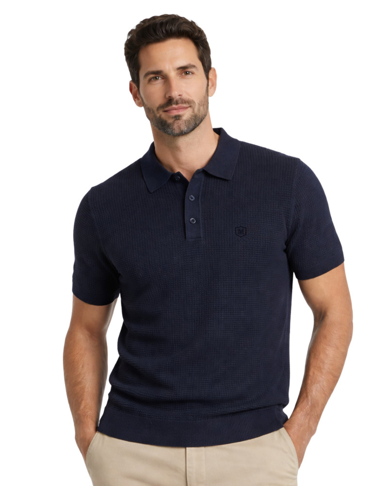 Polo manga corta algodón liso granito y cuello en V | La Española