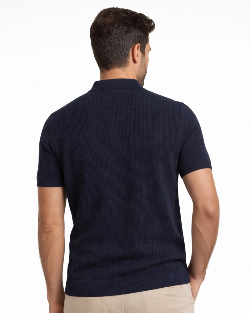 Polo manga corta algodón liso granito y cuello en V | La Española