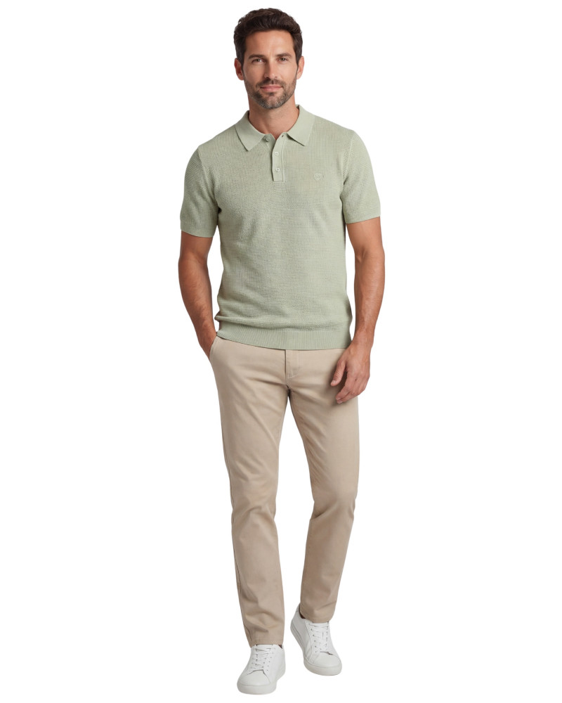 Polo manga corta algodón liso granito y cuello en V | La Española