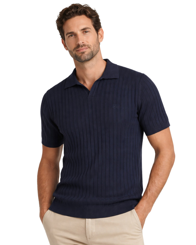 Polo manga corta algodón liso granito y cuello en V | La Española