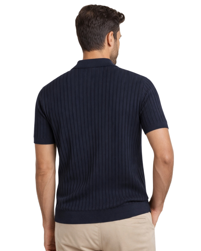 Polo manga corta algodón liso granito y cuello en V | La Española