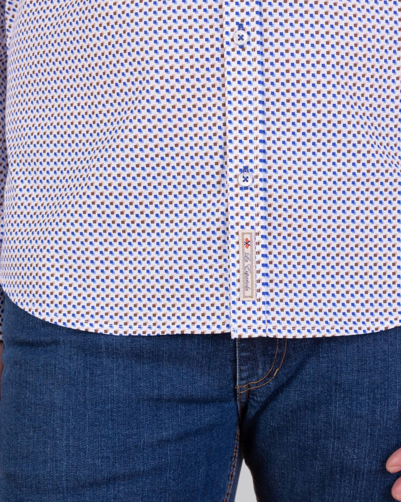 Camisa algodón microestampada con cuello botón para hombre | La Española