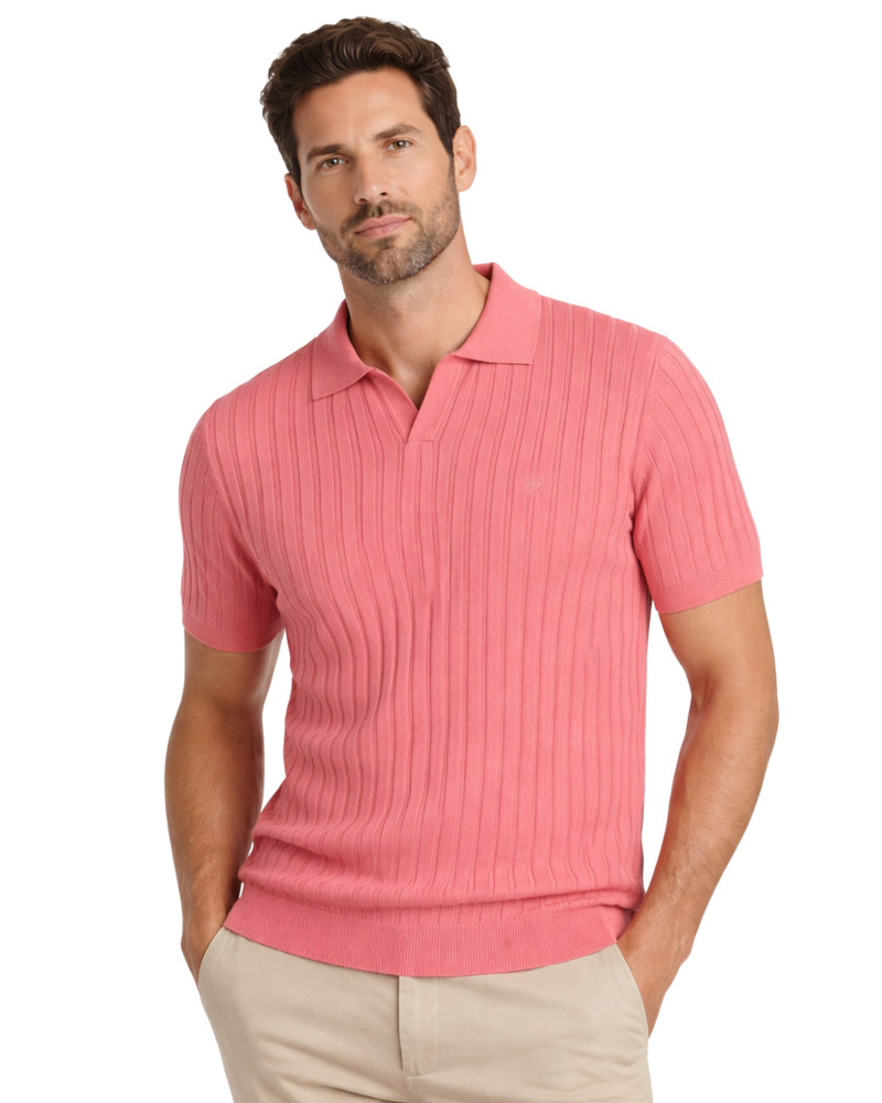 Polo manga corta algodón liso granito y cuello en V | La Española