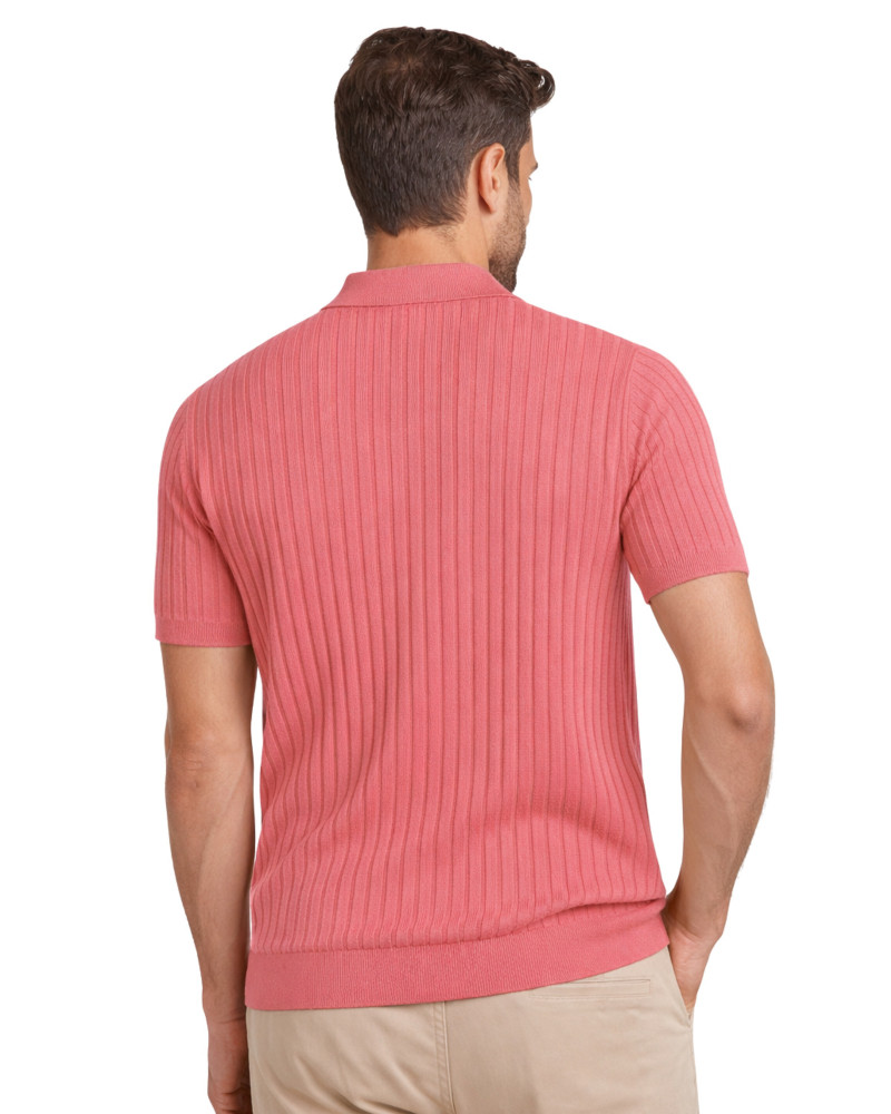 Polo manga corta algodón liso granito y cuello en V | La Española