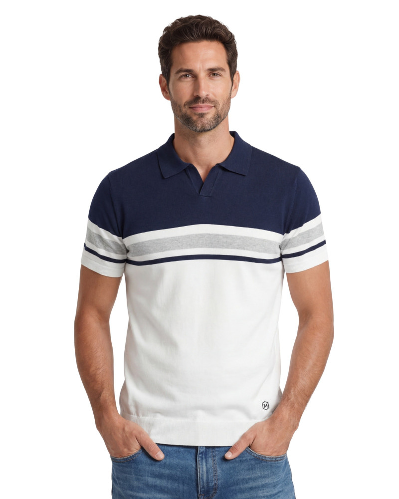 Polo manga corta algodón liso granito y cuello en V | La Española