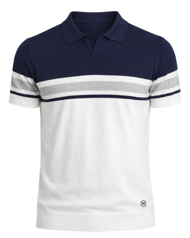 Polo manga corta algodón liso granito y cuello en V | La Española