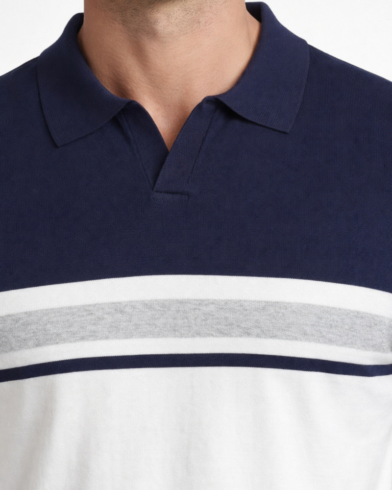 Polo manga corta algodón liso granito y cuello en V | La Española