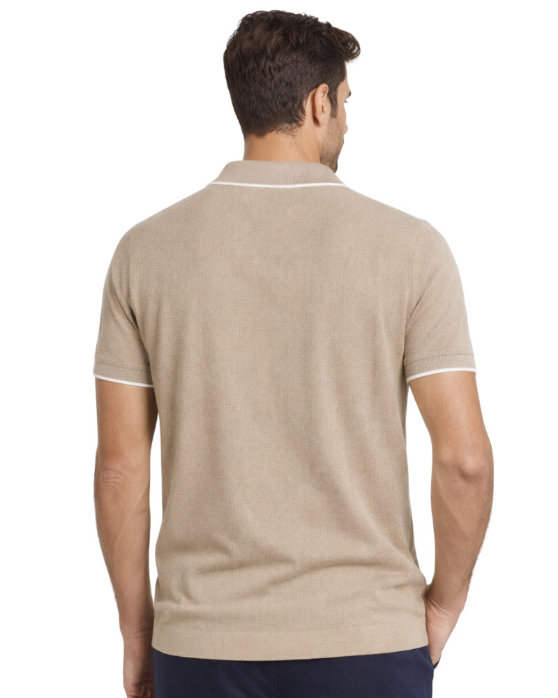 Polo manga corta algodón liso granito y cuello en V | La Española