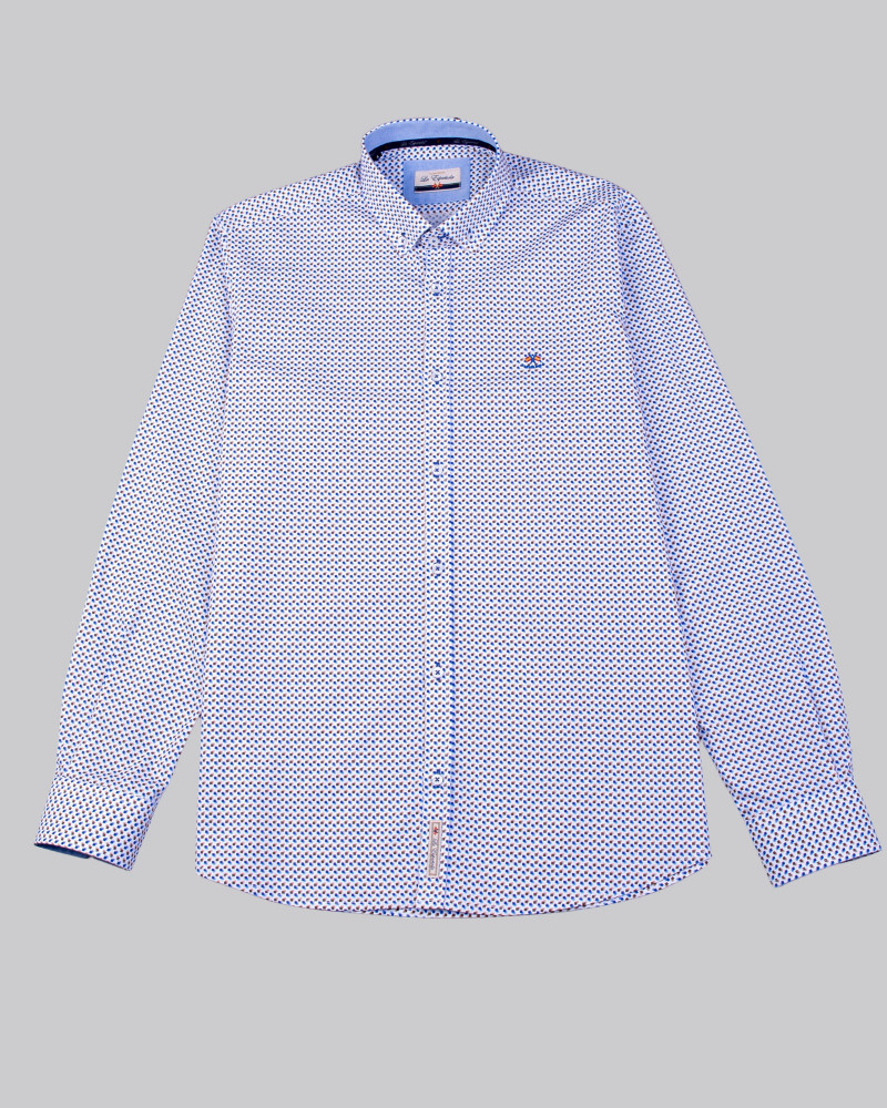Camisa algodón microestampada con cuello botón para hombre | La Española