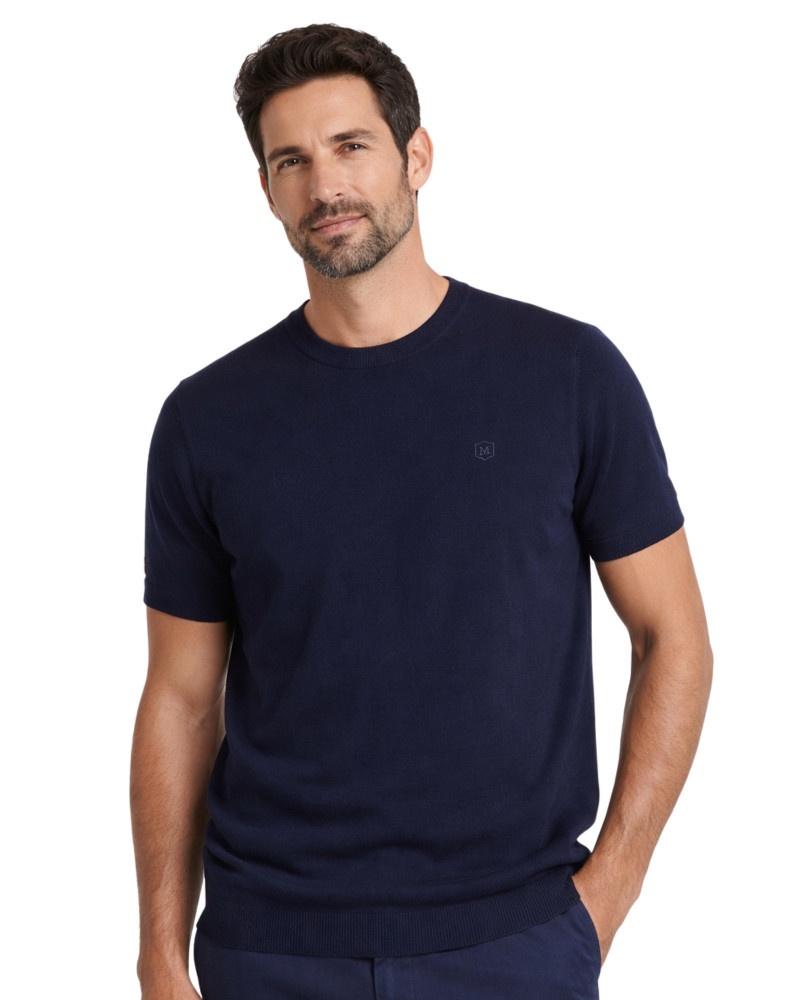 Polo manga corta algodón liso granito y cuello en V | La Española