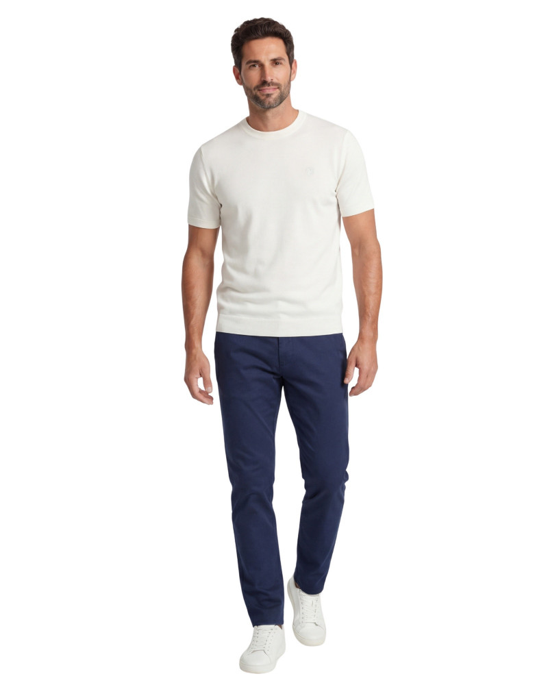 Polo manga corta algodón liso granito y cuello en V | La Española