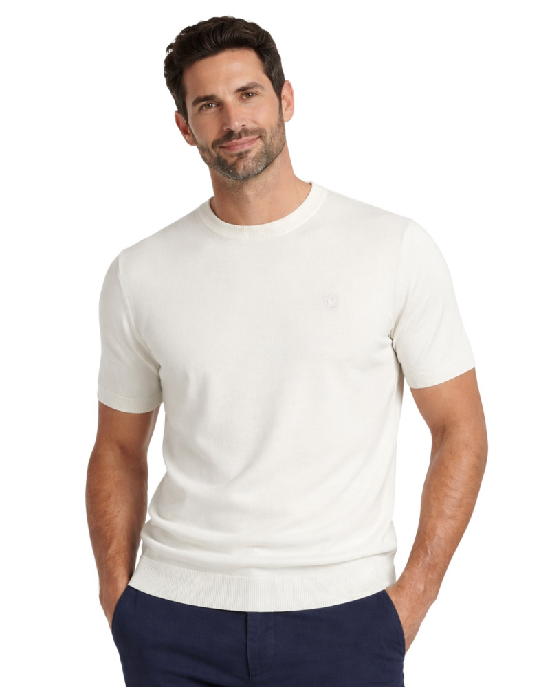 Polo manga corta algodón liso granito y cuello en V | La Española