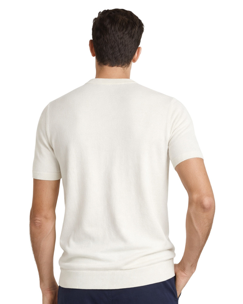 Polo manga corta algodón liso granito y cuello en V | La Española