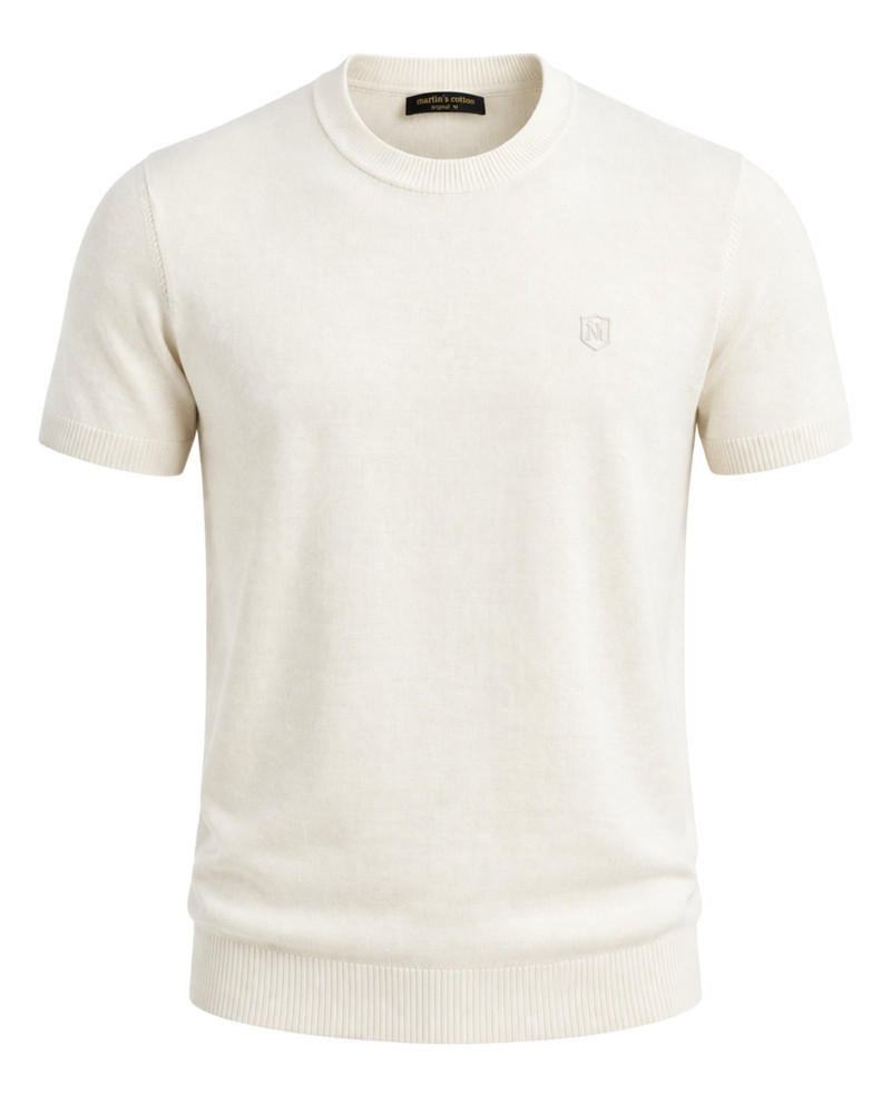 Polo manga corta algodón liso granito y cuello en V | La Española