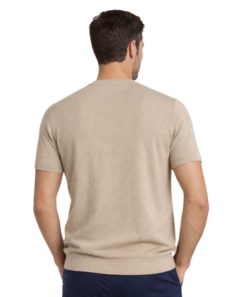 Polo manga corta algodón liso granito y cuello en V | La Española