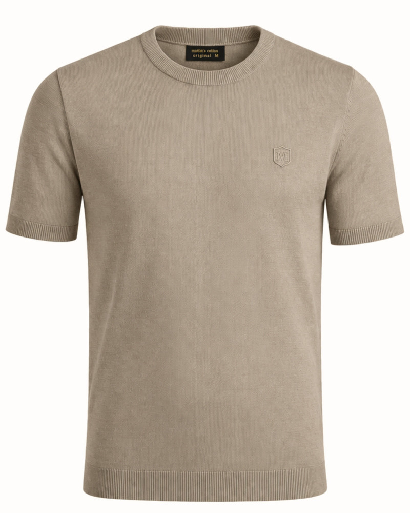 Polo manga corta algodón liso granito y cuello en V | La Española