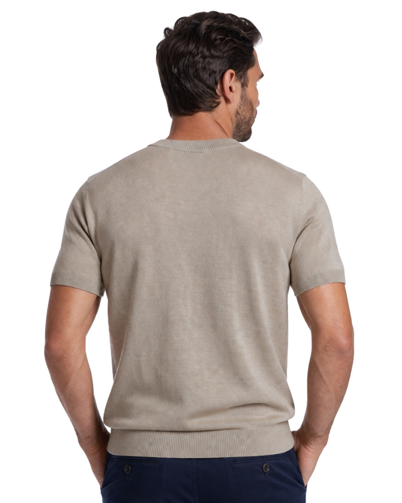 Polo manga corta algodón liso granito y cuello en V | La Española