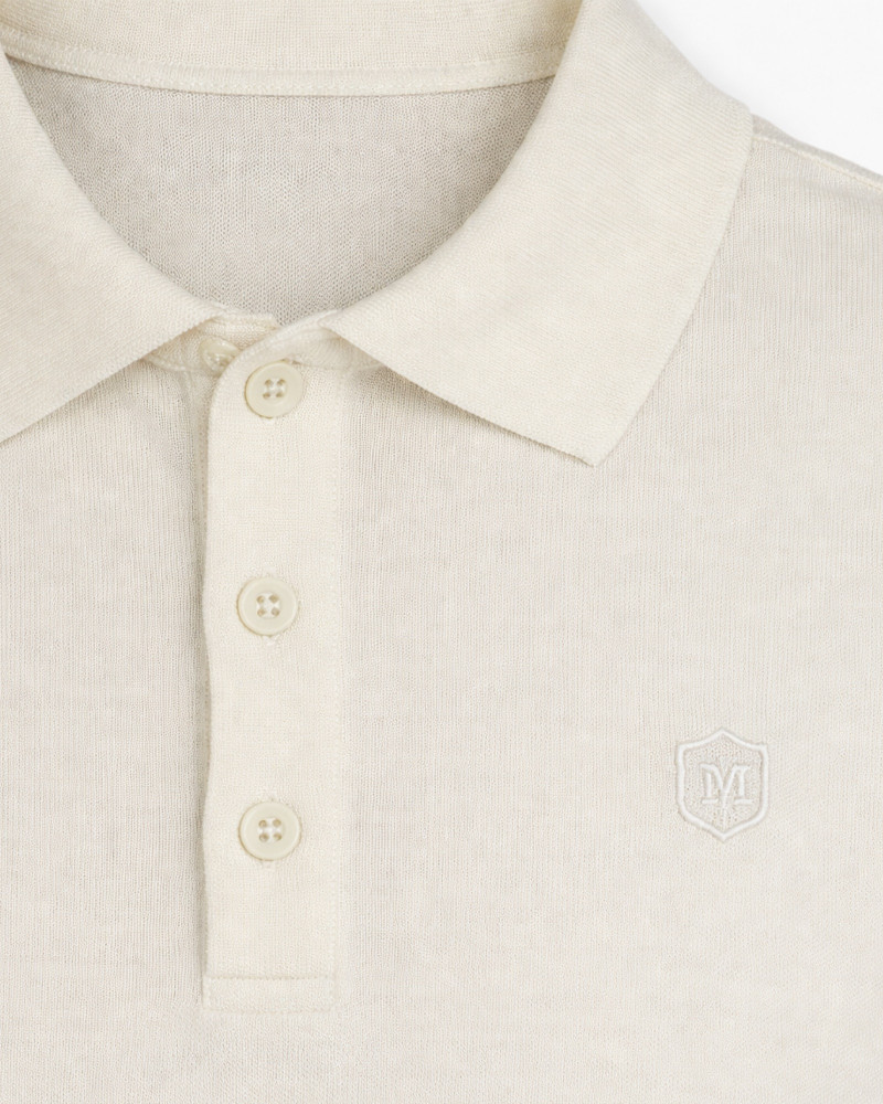 Polo manga corta algodón liso granito y cuello en V | La Española