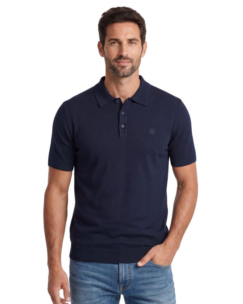 Polo manga corta algodón liso granito y cuello en V | La Española