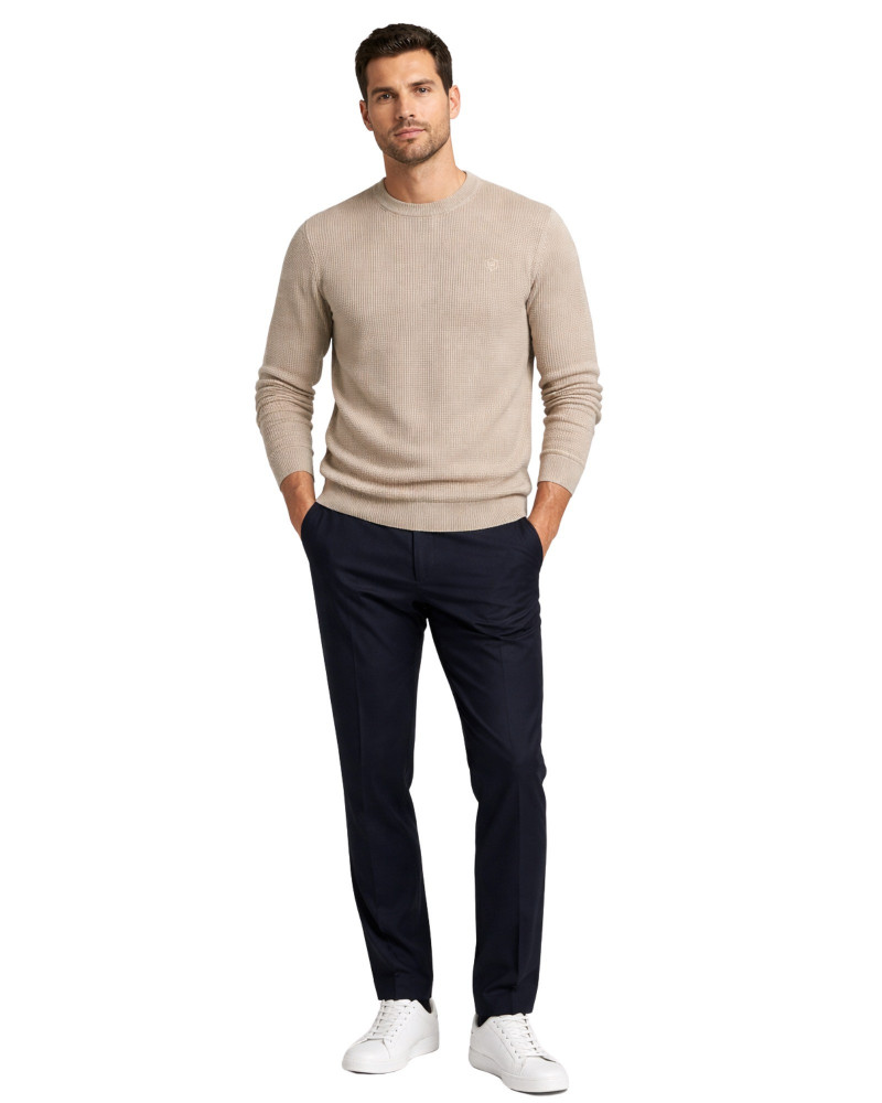 Polo manga corta algodón liso granito y cuello en V | La Española