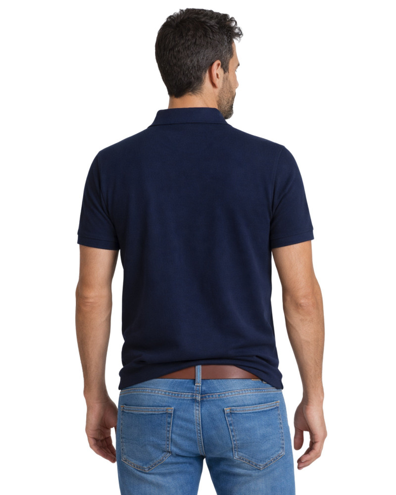 Polo manga corta algodón liso granito y cuello en V | La Española