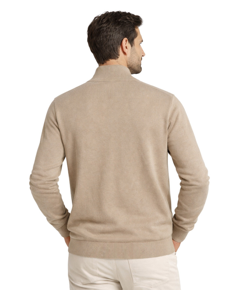 Polo manga corta algodón liso granito y cuello en V | La Española