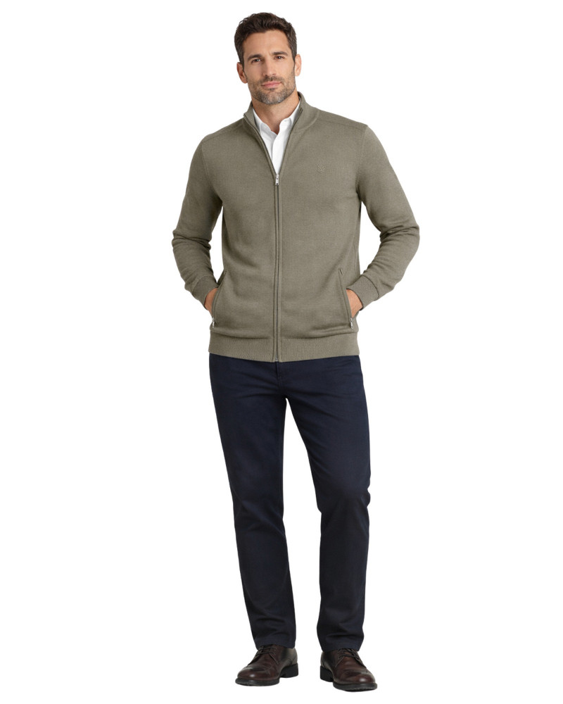 Polo manga corta algodón liso granito y cuello en V | La Española