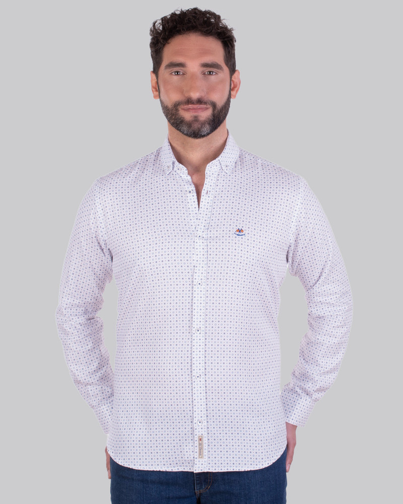 Camisa algodón estampada y logo bordado | La Española