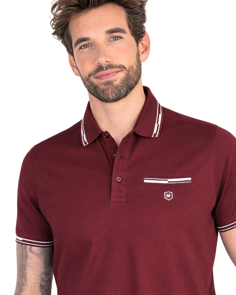 Polo manga corta algodón liso granito y cuello en V | La Española