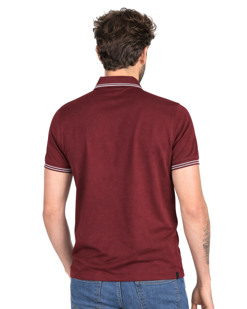 Polo manga corta algodón liso granito y cuello en V | La Española