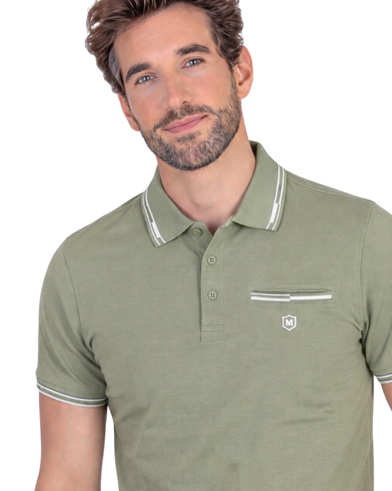 Polo manga corta algodón liso granito y cuello en V | La Española