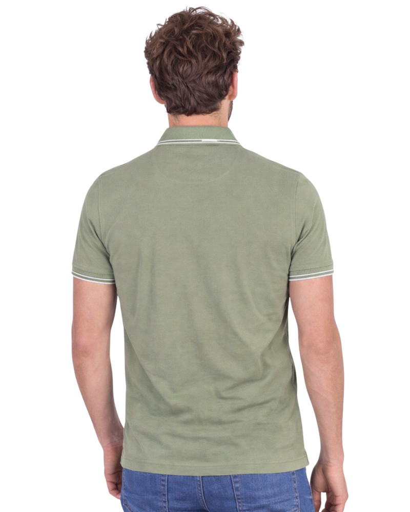 Polo manga corta algodón liso granito y cuello en V | La Española