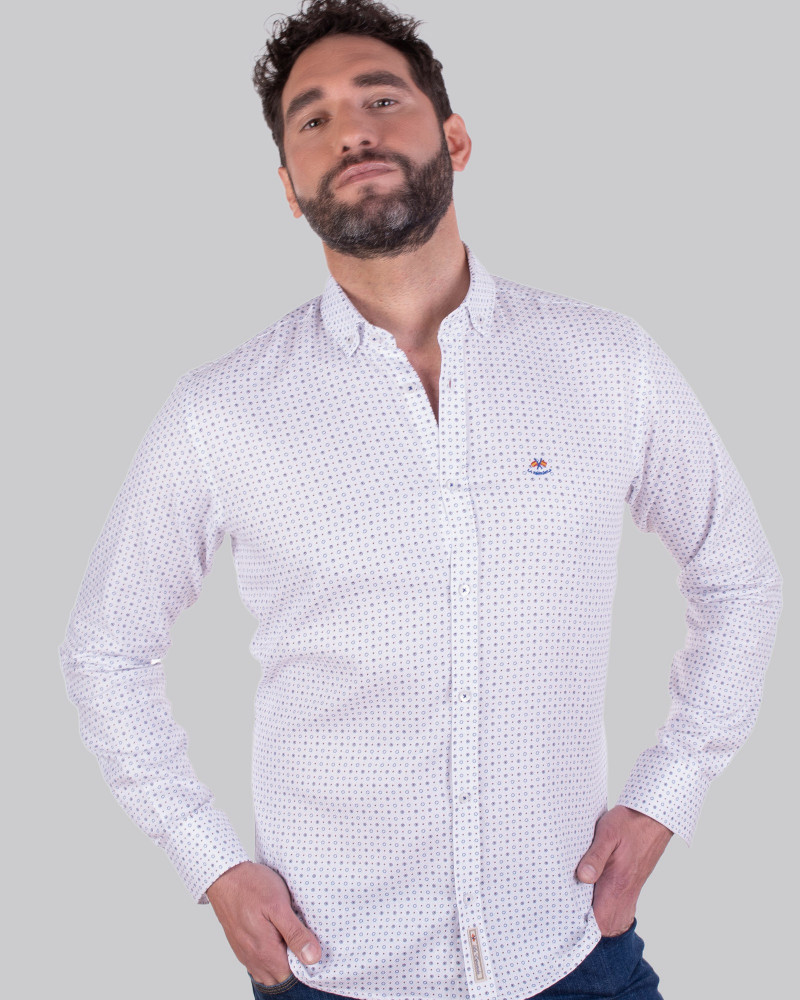Camisa algodón estampada y logo bordado | La Española