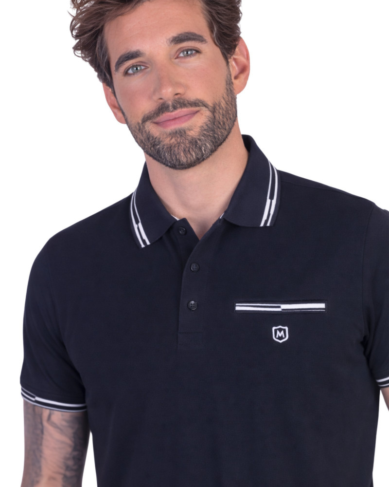 Polo manga corta algodón liso granito y cuello en V | La Española