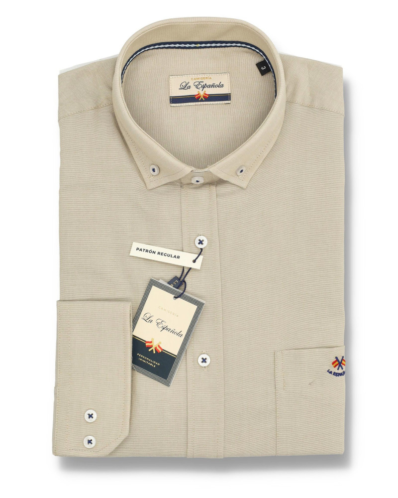 Camisa regular tejido oxford con bolsillo | La Española