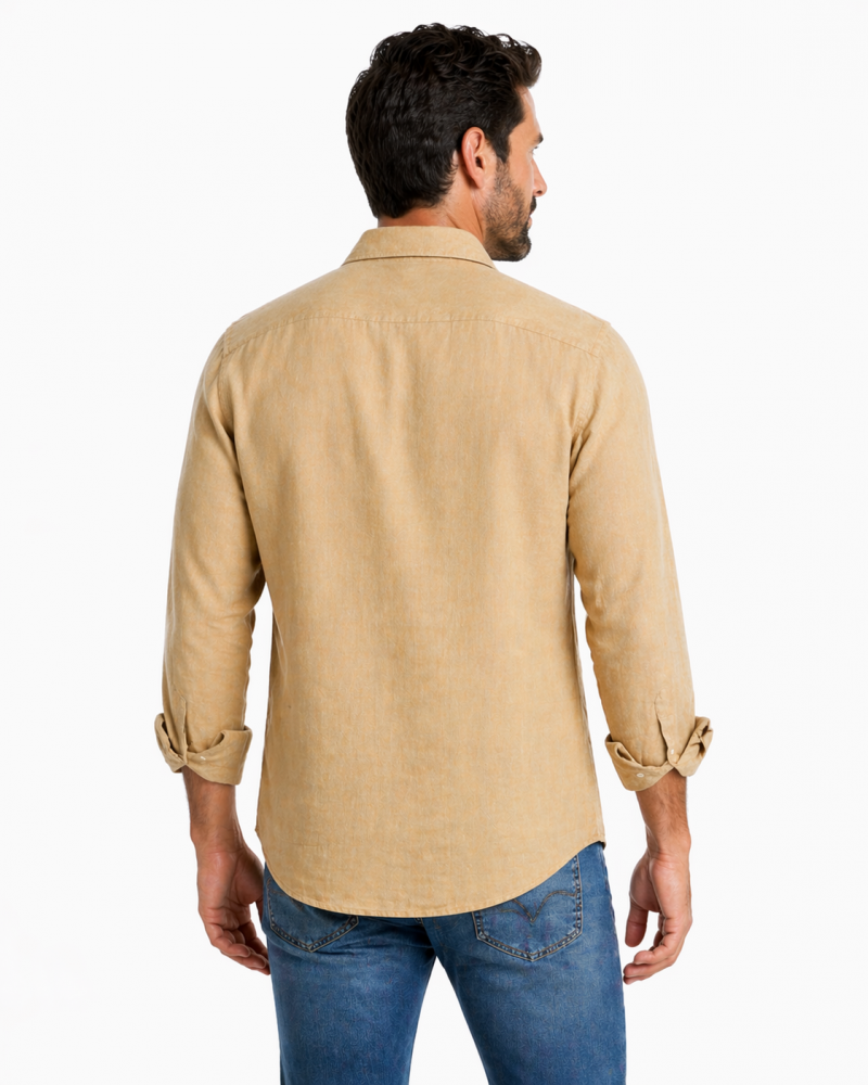 copy of copy of copy of copy of copy of copy of copy of copy of copy of Camisa algodón-lino rayas con cuello botón