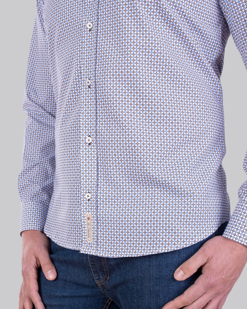 Camisa algodón estampado con puño combinado hombre| La Española