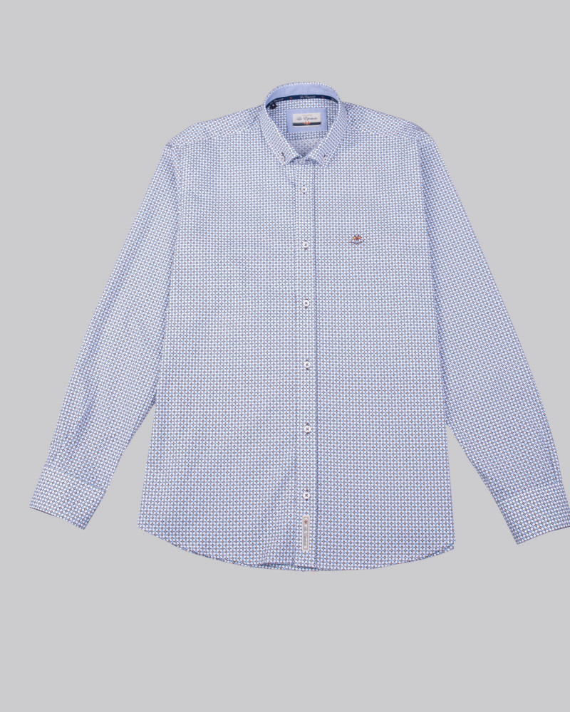 Camisa algodón estampado con puño combinado hombre| La Española