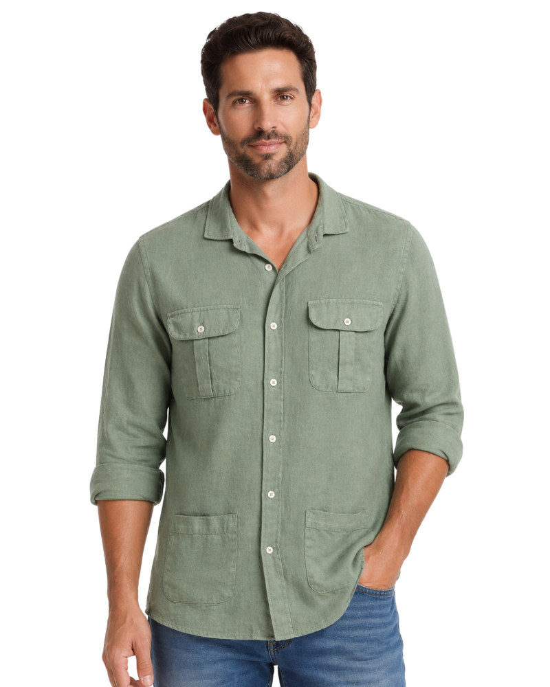 copy of copy of copy of copy of copy of copy of copy of copy of copy of copy of copy of Camisa algodón-lino rayas con cuello bo