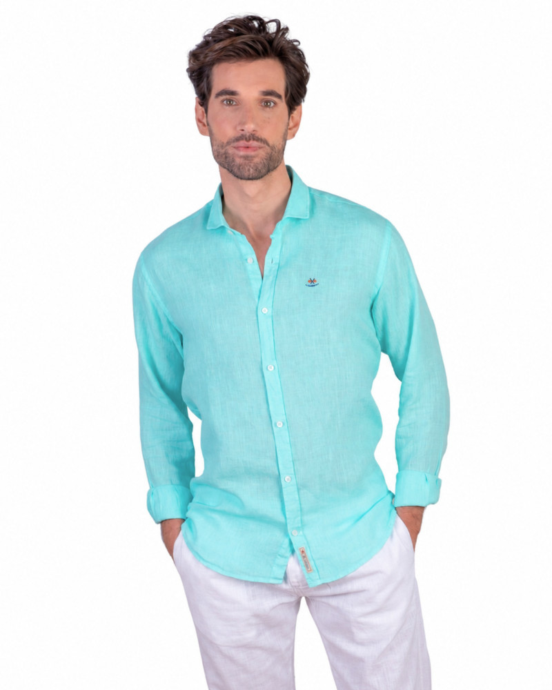 copy of copy of copy of copy of copy of copy of copy of Camisa algodón-lino rayas con cuello botón
