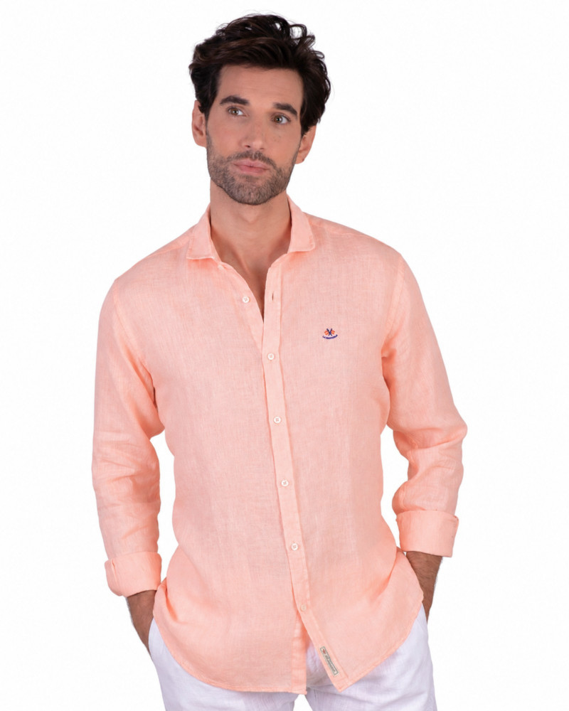 copy of copy of copy of copy of copy of copy of Camisa algodón-lino rayas con cuello botón